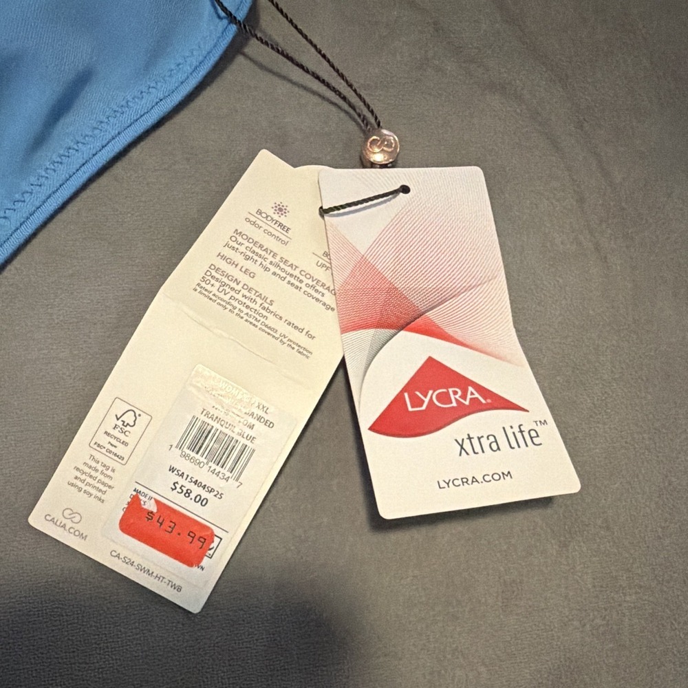 Calia Blue Solid High Rise Swimsuit Bottoms XXL - Picture 2 of 3
